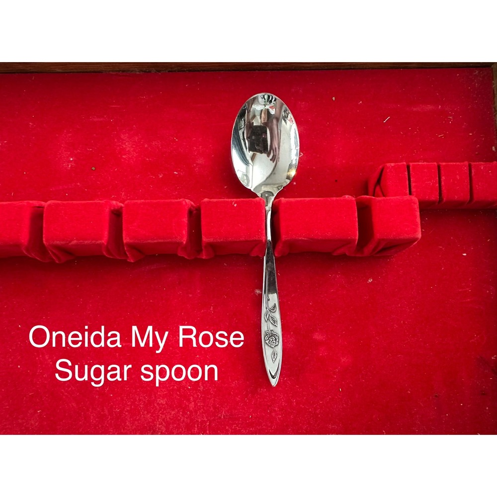 Oneida My Rose Stainless Steel Sugar Spoon Vintage Floral Flatware Silverware
